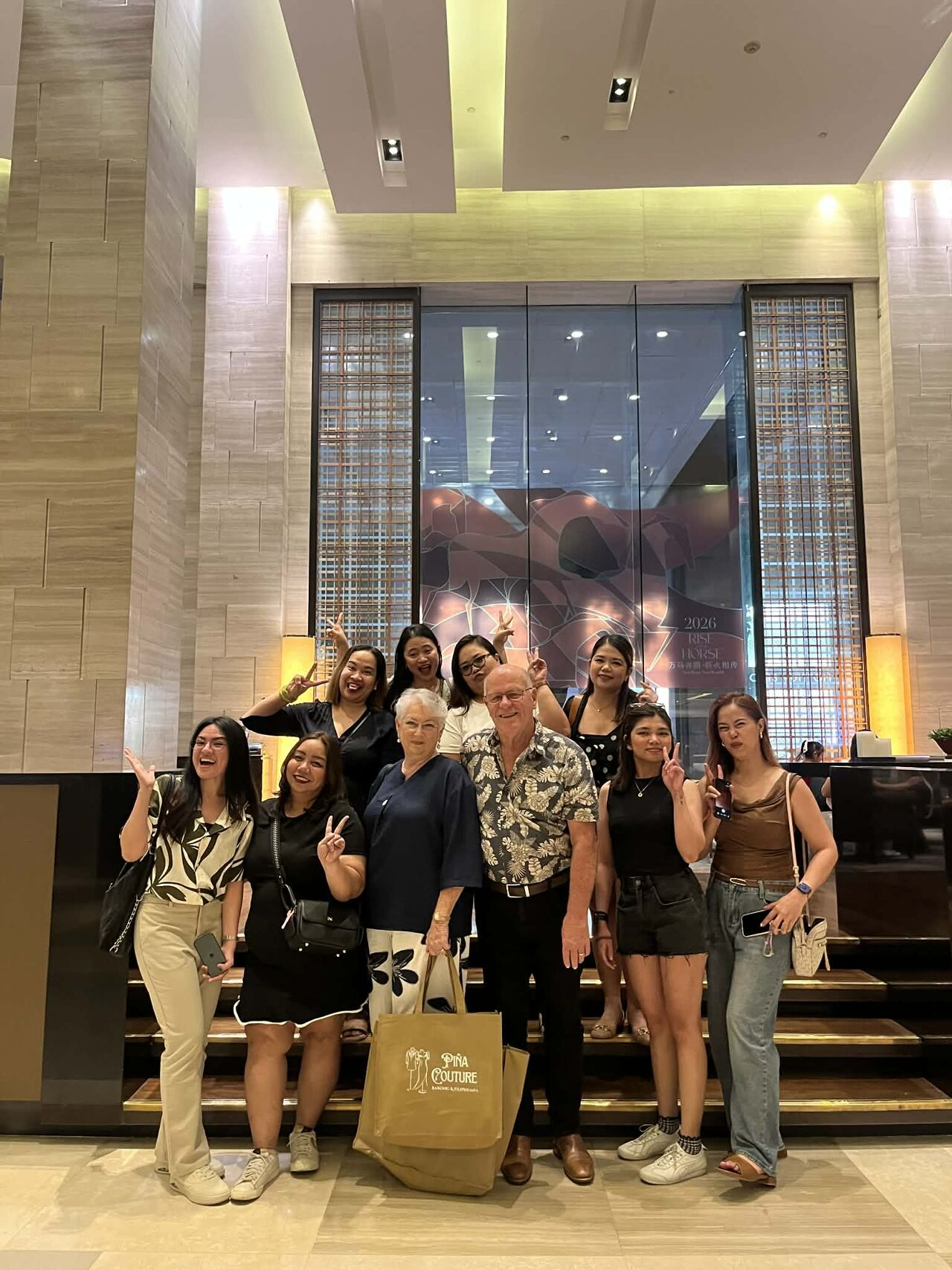 Ann Fell and Peter Fell with the offshore team in the Philippines